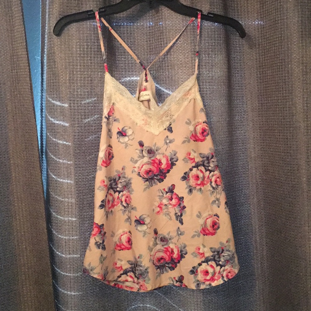 Floral silk lace tank